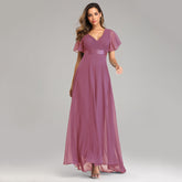 W&M Love of Romance Desert Rose Flutter Sleeve A-line Elegant Maxi Party Dress
